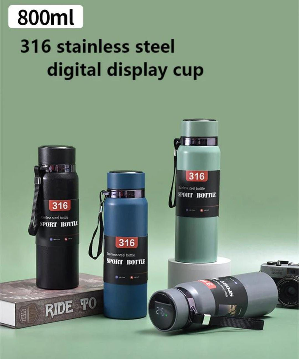 Bottle Portable Vacuum Stainless Steel Temperature Display Sports Smart Water Bottle 800ML