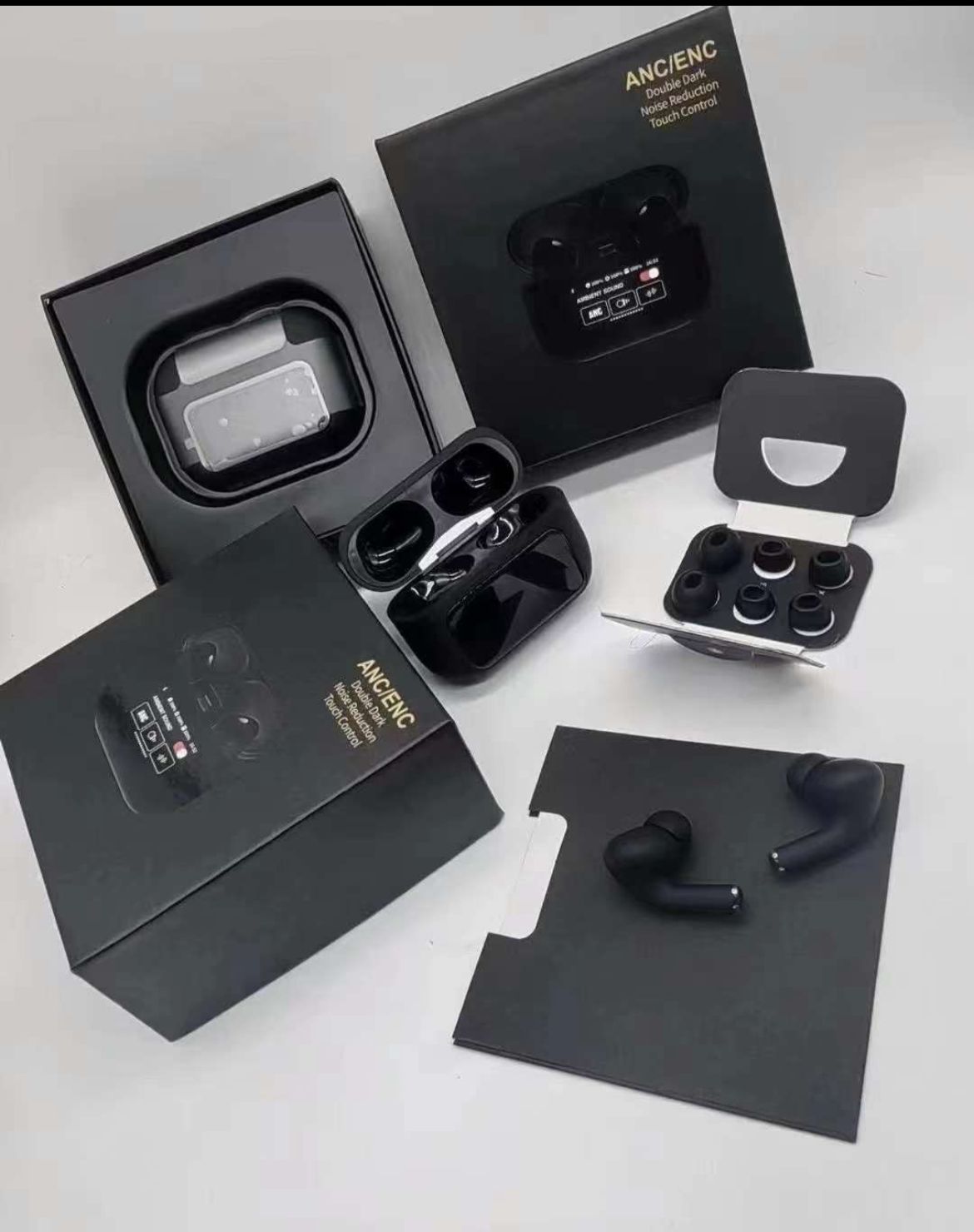 A9 Air Pods Pro2 LCD Touch Display with ANC ENC Feature Extra Bass with Lanyard and Buzzer Sound