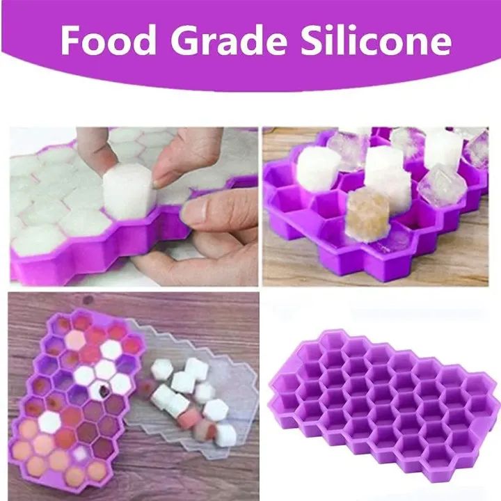 37 Cavity Ice Cube Mould Tray for Freezer Silicone Shape Honeycomb Chocolate Cake Maker Ice Trays for Chilled Drinks Reusable Multicolor
