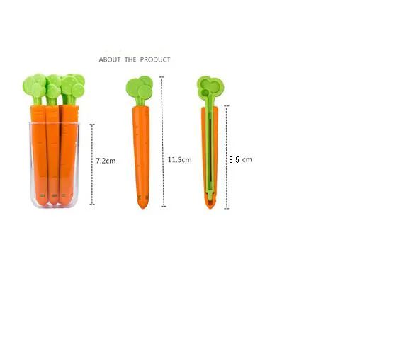 Magnetic Sealing Carrot Clips Pack Of 5 With Container Carrot Shape Clips